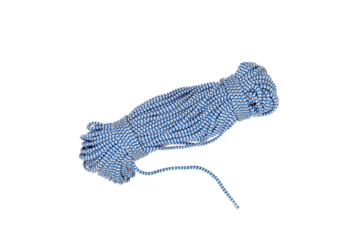 Blue cotton rope bundle roll on isolated white background