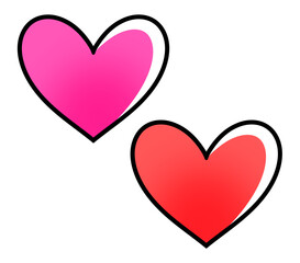 黒い線で描かれたシンプルなハートマークのセット