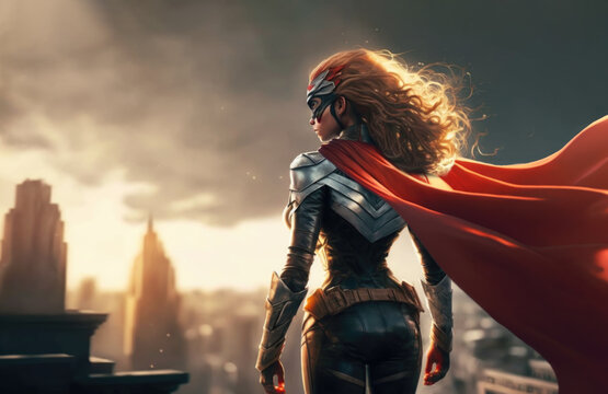 Woman in a superhero costume