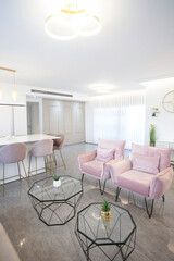 Modern high end luxury kitchen with marble work tops
