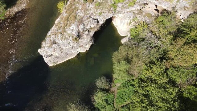 Amazing Aerial view of Vit river, passing near village of Aglen, Lovech Region, Bulgaria
