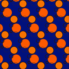 Pattern ornament orange circle in blue backdrop