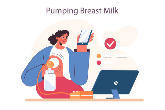 Breast milk pumping. Manual breast pump, device that lactating women