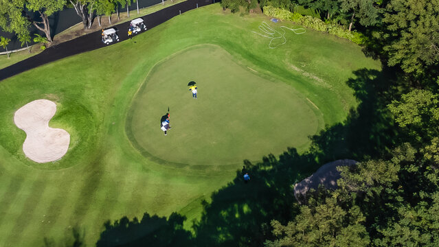 High angle view Aerial photograph of golf course