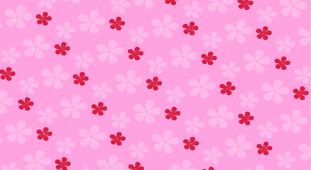 Flowers seamless pattern background with Light Pink color, Red Color on Pink Background 