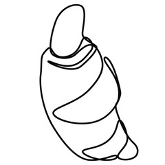 Single continuous line drawing of stylized sweet fresh bake bakery pastry in minimal continuous one line Modern one line draw design vector illustration for cafe or food delivery service