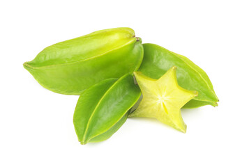 Fototapeta premium Fresh averrhoa carambola or star fruit isolated on white background close-up. 