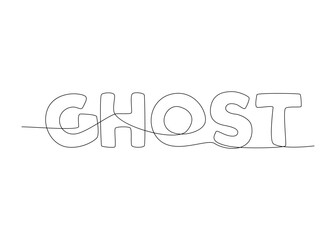 One continuous line of Ghost word. Thin Line Illustration vector concept. Contour Drawing Creative ideas.