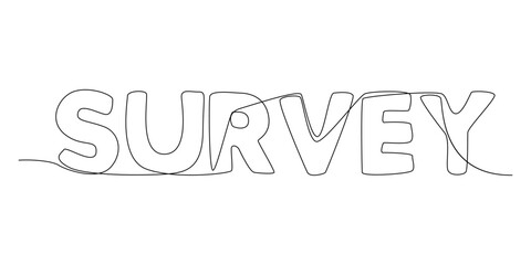 One continuous line of Survey word. Thin Line Illustration vector concept. Contour Drawing Creative ideas.