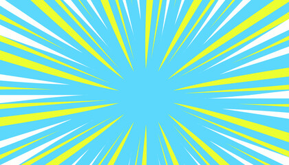 Blue comic illustration background with yellow and white stripes