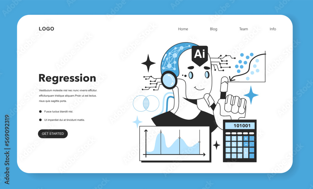 Poster regression web banner or landing page. artificial neural network