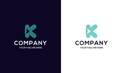letter K and love logo design template