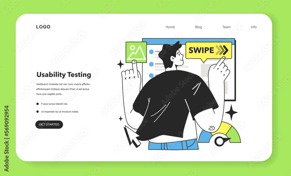 Poster usability testing technique web banner or landing page. software testing