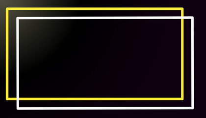 Black abstract background with yellow and white frame