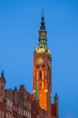 Obraz premium Main Town Hall At Dusk In Gdansk