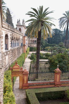 View of Alcazar palace, Sevilla, Andalusia, Spain