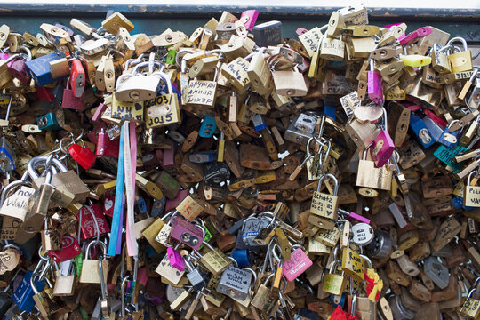 Love locks on Pont des Arts, Paris, France
