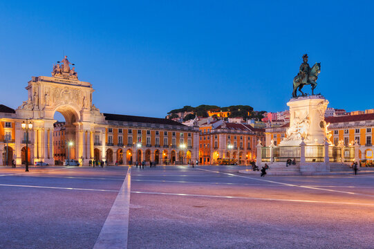 Statue of King Jose I on Praca do Comercio, Lisbon, Portugal