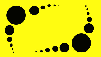 Yellow illustration background with big and small black balls pattern
