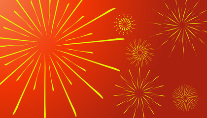 Orange gradient abstract illustration background with yellow fireworks pattern