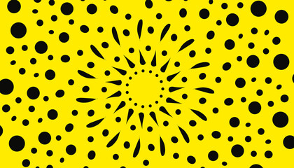 Yellow illustration background with lots of black spots