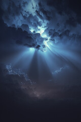 Obraz na płótnie Canvas dramatic blue twilight dramatic cinematic light