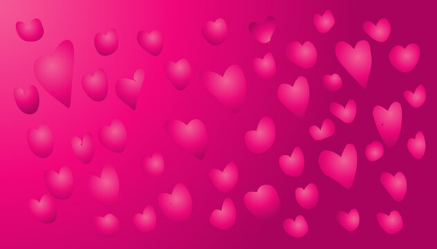 Pink gradient abstract illustration background with lots of love images