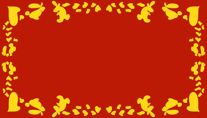 Red abstract background with yellow abstract frame