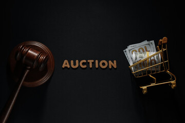 Concept of public sale, auction, top view