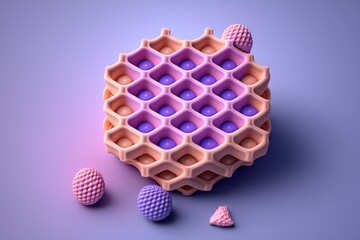 fluffy and squishy pink and purple waffle in a minimalistic style | soft pop | generative AI