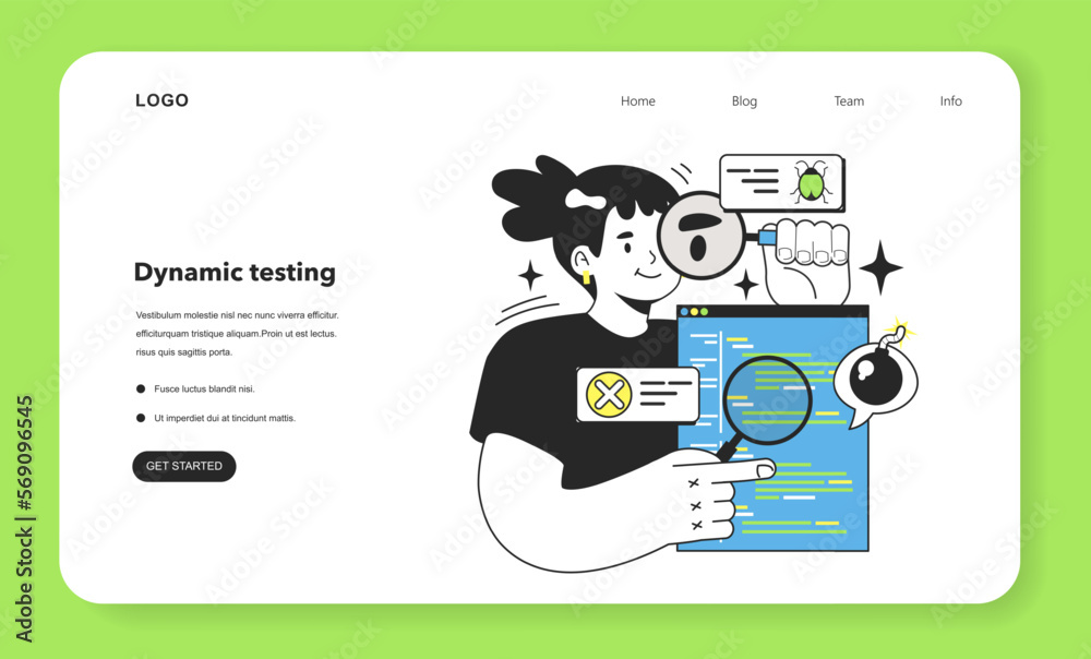 Poster software testing and debugging web banner or landing page. it specialist