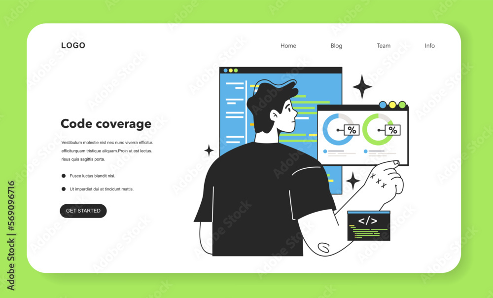Poster software testing and debugging web banner or landing page. it specialist