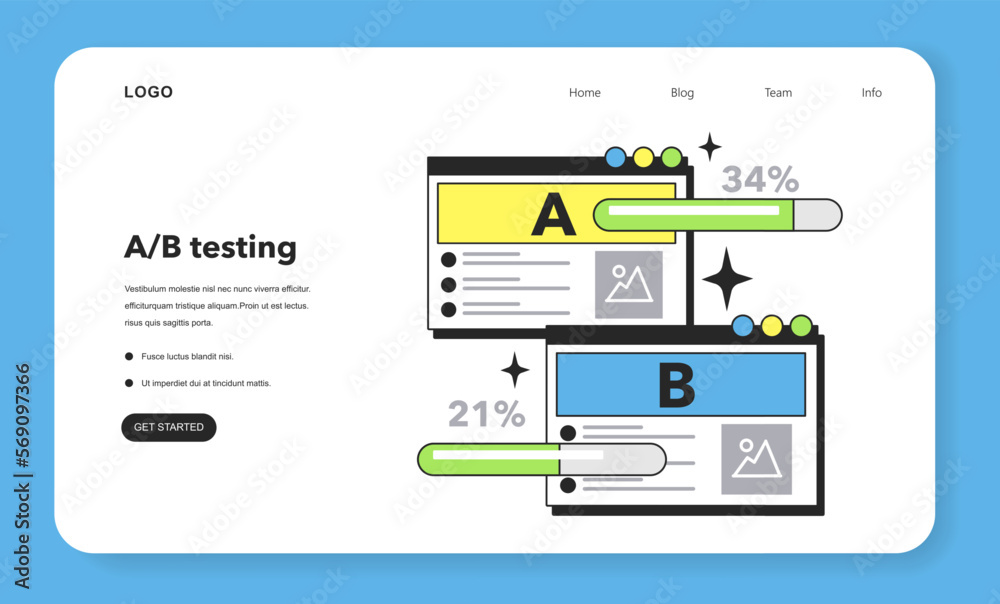 Poster ab testing technique web banner or landing page. software testing