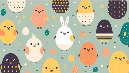 Fotobehang Easter Background - Flat Illustration - Pastel Colours © Arty Cardy