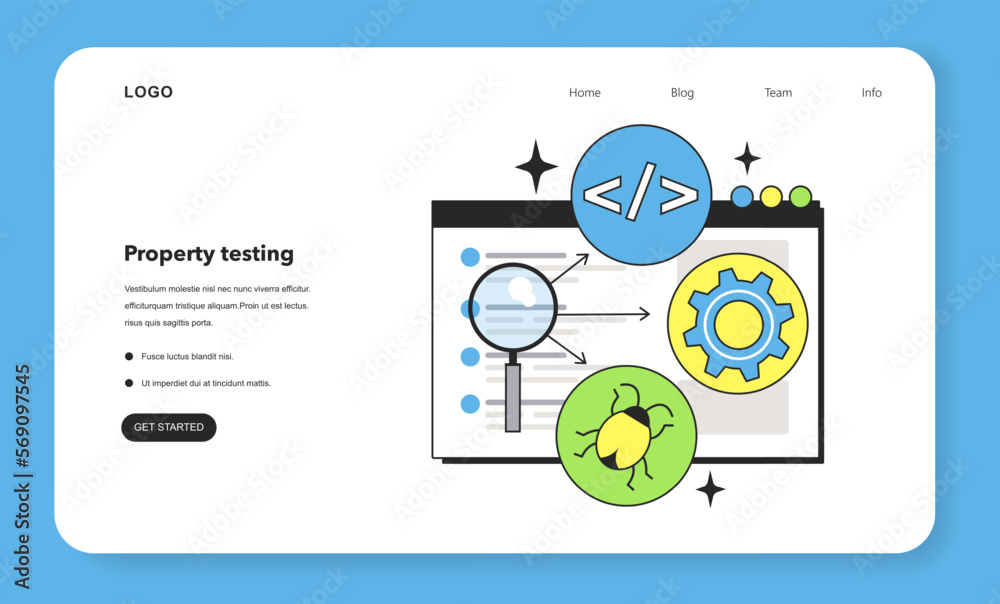 Poster property testing technique web banner or landing page. software testing