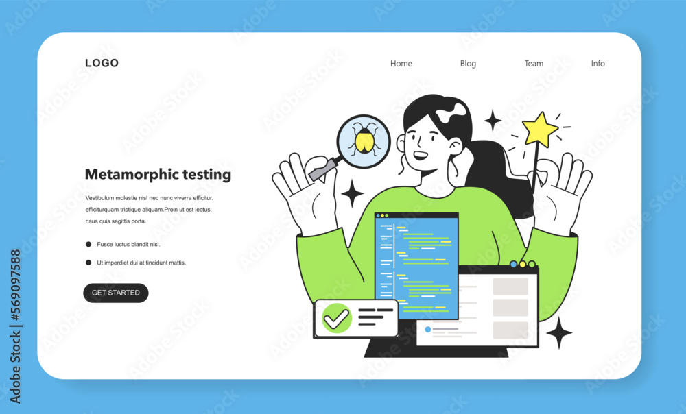 Poster metamorphic testing technique web banner or landing page. software