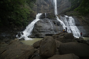 curug cikanteh (cikanteh waterfall) One Of beautiful waterfalls at Ciletuh Geopark, Sukabumi, West Java Indonesia