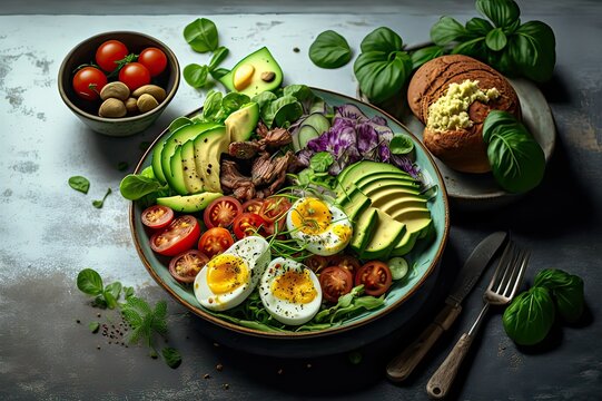 Taste the Variety of Keto-Friendly Breakfast Salads. Generative AI