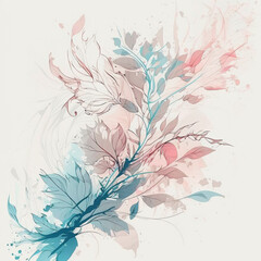 oil painting effect flower pattern, light colors 
