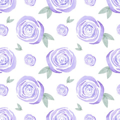 Purple simple abstract rose. Watercolor floral seamless pattern with simple pastel pink flowers. Ideal for textiles, digital paper, packaging and other designs