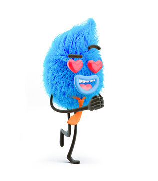 Fluffy businessman in love. 3d illustration. Cartoon character.
