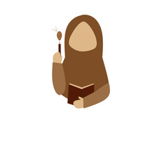 Faceless Muslim Girl Reading Book