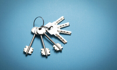 Keys on the blue background.