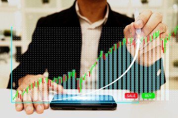 Investor and trader concept - trade view graph.