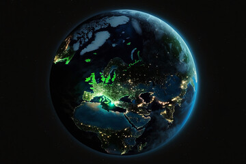 Fototapeta na wymiar illustration of planet earth from space in night