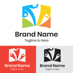 Colorful Human Book Logo Design