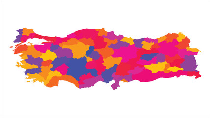 vector map illustration on white background with states , Turkey State vector map