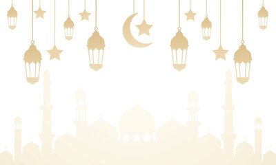Ramadan kareem design. Ramadan vector illustration with mosque and lantern. Islamic background for holy month ramadan celebration