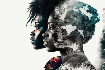 Black History Month African American people double exposure illustration generative ai