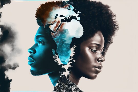 Black History Month African American people double exposure illustration generative ai